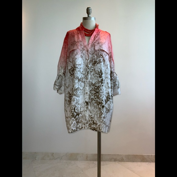 Calvin Klein Tops - Calvin Klein Ladies Snake skin Ombré Peach/Pink and Tan Tunic sz 2X NWOT